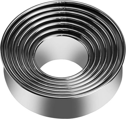 7 Pieces Stainless Steel Cookie Cutter Set Biscuit Plain Edge Round Cutters Sizes Shape Molds Ranging from 2-4.3 Inches by KSPOWWIN