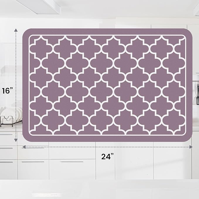 WISELIFE Dish Drying Mat Super Absorbent Drying Mat Large Dish Drying Mats for Kitchen Counter Easy Clean Dish Mat Kitchen Drying Mat16"x 24" Stylish Purple - Image 3