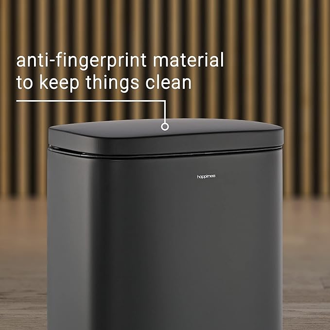happimess HPM1011B Curtis 8-Gallon Step-Open Trash Can with Soft-Close Lid, Modern, Minimalistic, Fingerprint Proof for Home, Kitchen, Laundry Room, Office, Bedroom, Bathroom, Black - Image 9