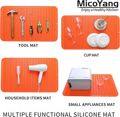 MicoYang Silicone Dish Drying Mat for Multiple Usage,Easy clean,Eco-friendly,Heat-resistant Silicone Mat for Kitchen Counter or Sink,Refrigerator or Drawer Liner Orange 3XL 28 inches x 18 inches - Image 4