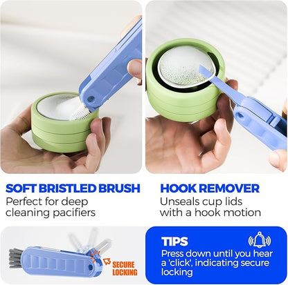 6 Pack Holikme 4 in 1 Cup Lid Cleaning Brush Set with 3 Straws, Multifunctional Bottle Brush, Silicone Cup Lid Gap Cleaner, Durable Bristle Crevice Cleaning Brush, Blue - Image 4