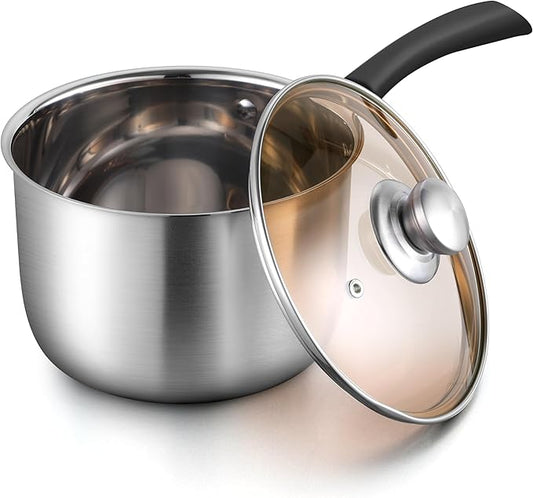 Herogo 3 Quart Saucepan, 18/10 Stainless Steel Sauce Pan Pot with Lid, 3Qt Saucepan for Gas Electric Stove Top Camping, Healthy & Rust Free by Herogo
