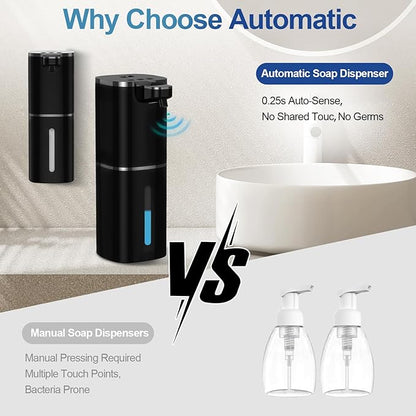 Automatic Liquid Soap Dispenser for Hand Soap & Dish Soap, 9-Level Adjustable Touchless Dispenser with LCD Display, Rechargeable 380mL, Wall Mount or Countertop Use for Kitchen Bathroom