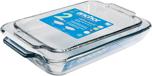 Anchor Hocking Glass Baking Dishes for Oven, 2 Piece Set (2 Qt & 3 Qt Glass Casserole Dishes) by AnchorHocking