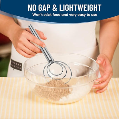 Danish Dough Whisk Stainless Steel Wooden Handle for Sourdough Bread Pizza and Pastry Making - Image 5
