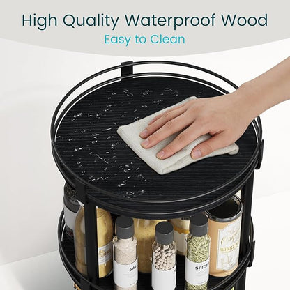 Snughome Lazy Susan Organizer, 3 Tier Rotating Spice Rack for Countertop, Turntable Lazy Susan Kitchen Countertop Organizer, 10.2" x 10.2" x 18.5", Black - Image 6