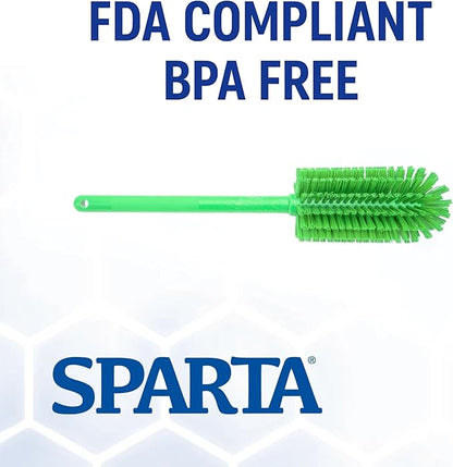 SPARTA Scrub Brush Bottle Brush, Dishwasher Safe Brush with Hanging Hole for Cleaning, Plastic, 16 Inches, Lime, (Pack of 4)