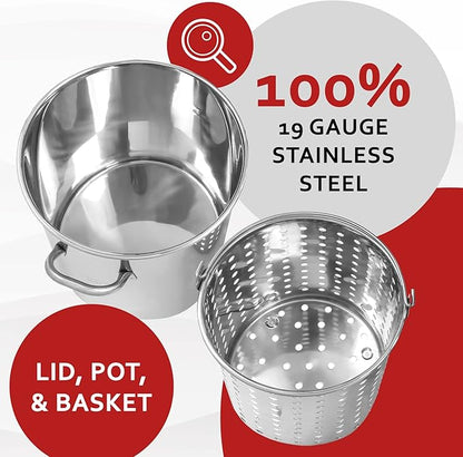 CONCORD 42 QT Stainless Steel Stock Pot w/Basket. Heavy Kettle. Cookware for Boiling (42) - Image 3
