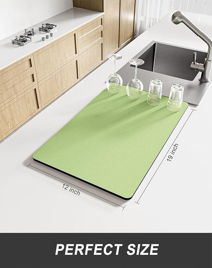 Rnivvi Dish Drying Mat for Kitchen Counter, 12 x 19" Super Absorbent Drainer Pad Easy Clean Dish Rack Pad, Non-Slip Heat Resistant Coffee Bar Mats for Coffee Machine Station Accessories Decor, Green - Image 2