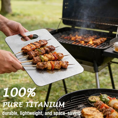 100% Pure Titanium Cutting Board, Titanium Cutting Boards for Kitchen Dishwasher Safe, Food-Grade Metal Meat Chopping Board Mat for Cooking Tasks and Outdoor Charcuterie Party (M, 11.81”×7.68”) - Image 2