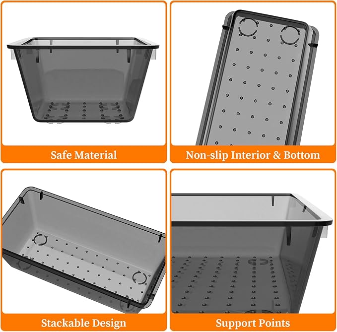 StorMiracle 32 PCS Clear Plastic Drawer Organizer Set, 4-Size vanity organizer Trays and Storage Bins for Makeup, Jewelry and Gadgets in Bedroom, Bathroom and Office, Clear Black - Image 2