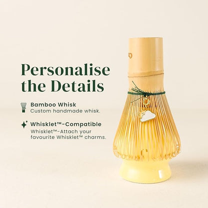 Crafti Matcha Whisk Set | Golden Hour 6-Piece Matcha Kit | Matcha Bowl with Spout, Chasen Bamboo Whisk, Whisk Holder and Whisklet™ Compatible Charms