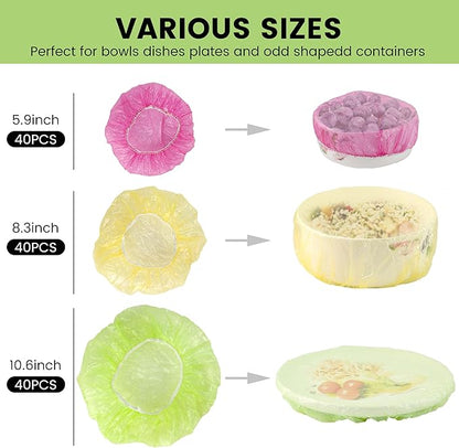 HANSGO 120PCS Reusable Bowl Covers – Elastic Plastic Food Storage Wraps for Kitchen, Baking, Picnics & Family Use, 3 Sizes (Large, Medium, Small) - Image 2