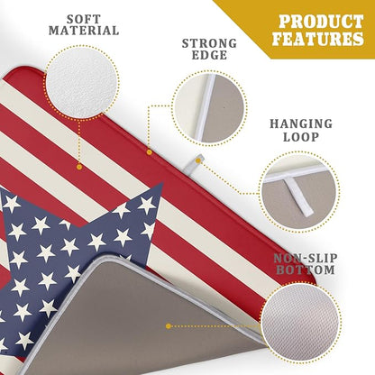 Blue Star Patriotic July of 4th Dish Drying Mat for Kitchen Counter 18x24 Independence Day Red Striped Absorbent Reversible Microfiber Drying Mats Kitchen Countertop Protector Dishes Drainer Rack Pad - Image 4