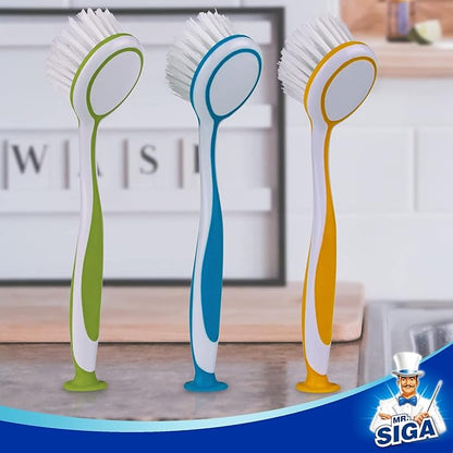 MR.SIGA Round Dish Brush, Size: Dia 5.5 x 25cm - Pack of 3 - Image 8