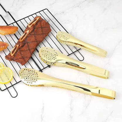 MSY BIGSUNNY Chef Kitchen Tongs Stainless Steel Food Serving Tongs Set of 3 (Golden 7" 9" & 11") - Image 6
