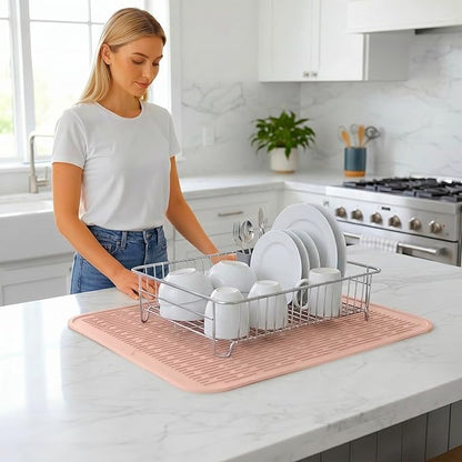 MicoYang Silicone Dish Drying Mat for Multiple Usage,Easy clean,Eco-friendly,Heat-resistant Silicone Mat for Kitchen Counter or Sink,Refrigerator or Drawer Liner Pink 2XL 24 inches x 18 inches - Image 6