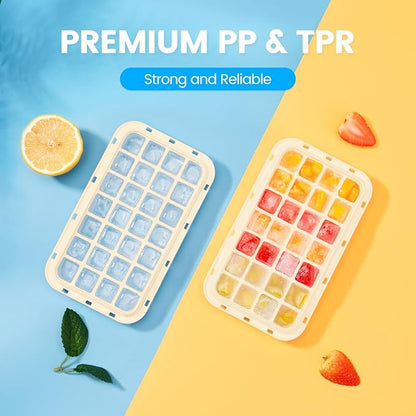 Ice Cube Tray with Lid and Bin, 28 pcs Ice Cubes Molds, Ice Trays for Freezer, Ice Cube Tray Mold, with 1 tray, Ice Freezer Container, Spill-Resistant Removable Lid & Ice Scoop, for Whiskey,Cocktail - Image 6