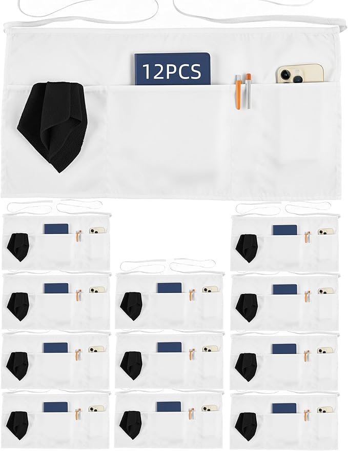 Xeoxarel Aprons with 4 Pockets (Available in 3 Pack / 7 Pack) 23.5'' X 11.5'' by XeoxarelWomensvests