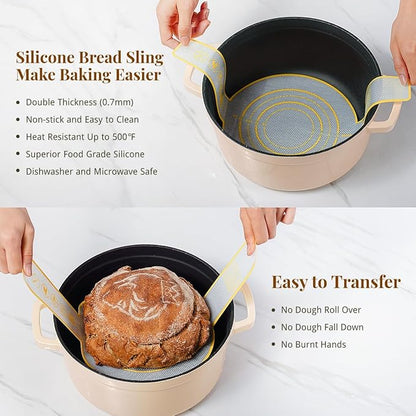 Sourdough Starter Kit, Banneton Bread Proofing Baskets Set, Sourdough Bread Baking Supplies Making Tools with Dough Scraper, Whisk, Bread Lame, Recipe - Image 3