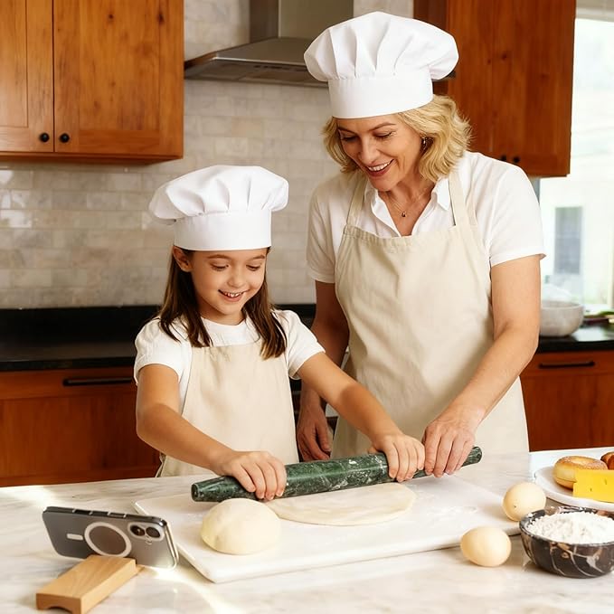 French Marble French Rolling Pin with Wooden Resting Base, 15 inch Kitchen Baking Tool for Baking with Non-Stick Surface, Ideal as a Dough Roller for Pie Crust, Cookie, Pasta - Image 8