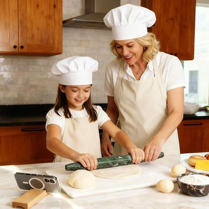 French Marble French Rolling Pin with Wooden Resting Base, 15 inch Kitchen Baking Tool for Baking with Non-Stick Surface, Ideal as a Dough Roller for Pie Crust, Cookie, Pasta - Image 8