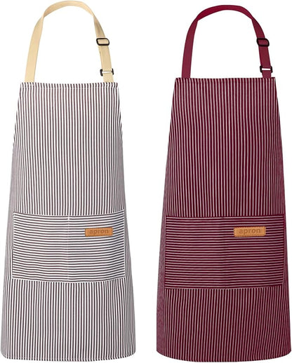 VALOME 2 Pack Kitchen Aprons, Apron for Cooking with 2 Pockets, Unisex Adjustable Neck Strap Chef Aprons for Men Women by VALOME