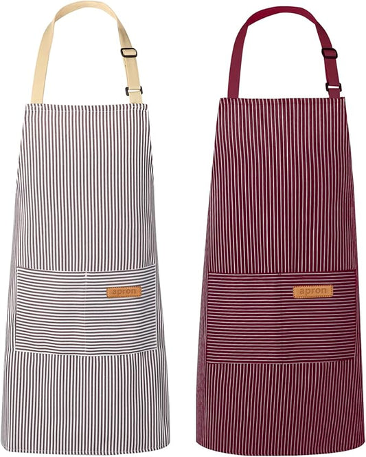 VALOME 2 Pack Kitchen Aprons, Apron for Cooking with 2 Pockets, Unisex Adjustable Neck Strap Chef Aprons for Men Women by VALOME