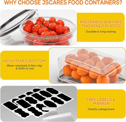 52 PCS Food Storage Containers with Lids Airtight (26 Lids & 26 Containers)- Reusable Plastic Leakproof Meal-Prep Container for Kitchen Storage Organization Microwave/Dishwasher Safe with Labels & Pen - Image 4