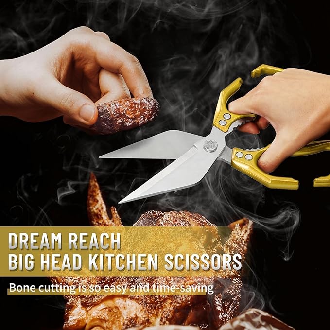 Dream Reach Heavy Duty Poultry Shears Kitchen Scissors for Food with Ergonomic Handle, Japanese High-Carbon Steel Cooking Scissors for Kitchen, Chicken, Meat, Seafood, Bone Cutting Christmas Gifts - Image 2