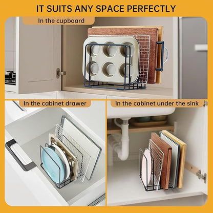 2-Pack 5-Tier Cutting Board Holder, Kitchen Cabinet Organizer Holder, Space-Saving Kitchen Storage for Cutting Boards, Bakeware, Trays,Thin Pans and Cookbooks, Baking Sheets Organizer - Image 4