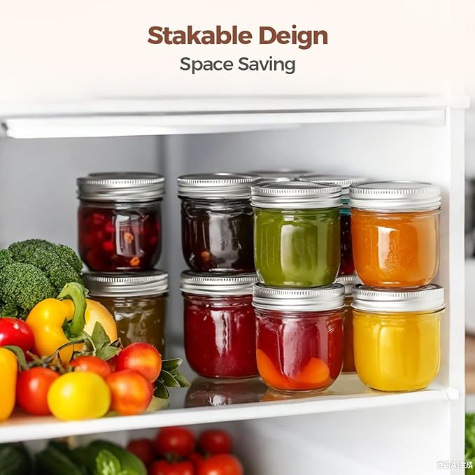 ComSaf Wide Mouth Mason Jars with Lids 8 oz 6Pcs, Half Pint Small Mason Containers, Canning Jars for Jam, Jelly, Meal Prep, Overnight Oats, Yogurt Parfait, Shower Wedding Favors, DIY Candles Decor - Image 6