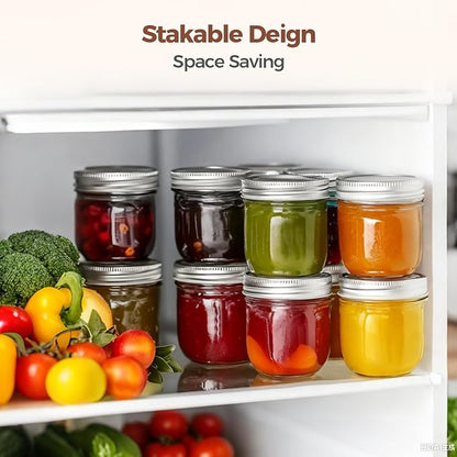 ComSaf Wide Mouth Mason Jars with Lids 8 oz 6Pcs, Half Pint Small Mason Containers, Canning Jars for Jam, Jelly, Meal Prep, Overnight Oats, Yogurt Parfait, Shower Wedding Favors, DIY Candles Decor - Image 6