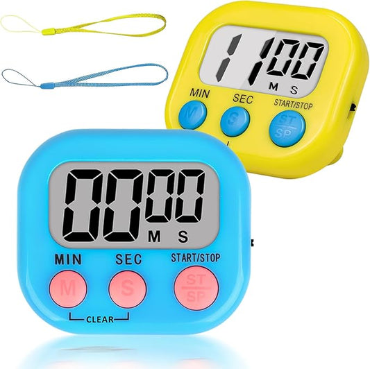 ZILLEEN Classroom Timer for Kids Teachers 2 Pack Digital Timers, Blue & Yellow by ZILLEEN