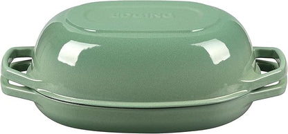 EDGING CASTING Enameled Cast Iron Oval Dutch Oven Pot with Lid, Dutch Oven for Sourdough Bread Baking, Bread Oven, Bread Dutch Oven, Oval Bread Pan, 5qt, Sage Green