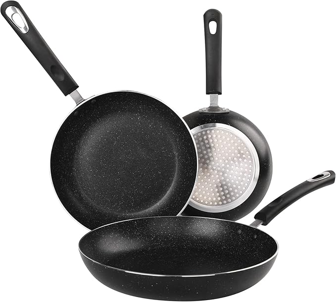 Nonstick Frying Pan Set-3-Pieces Skillet Set Induction Compatible,8 Inch,9.5 Inch and 11 Inch Omelette Pan with Bakelite Handles - Image 2