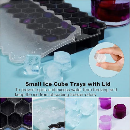 Ice Cube Trays for Freezer with Lid-Silicone Ice Cube Tray with Lid Ice Maker 3 Pack Multicolor, Easy-Release Reusable Ice Cube Coffee Scoop for Coffee Bar Accessories - Image 5