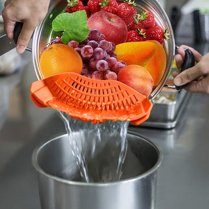 Clip On Strainer Silicone for all Pots and Pans, AUOON Pasta Strainer Clip on Food Strainer for Meat Vegetables Fruit Silicone Kitchen Colander - Image 4