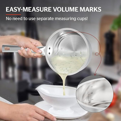 SUNHOUSE – 2 Quarts Stainless Steel Sauce Pan with Lid - PFOA-Free, Stainless Steel Sauce Pan, Advanced Impact Bonding Induction Base, Stay-Cool Handle, Compatible with All Cooktops - Image 6