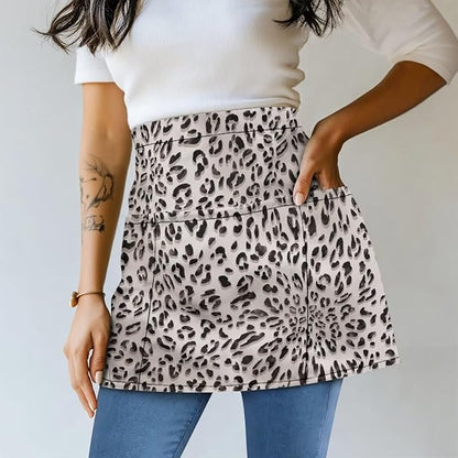 Server Apron with 3 Pockets, Waterproof Oil Waitress Waiter Half Apron for Restaurant Hotel Kitchen Cafe