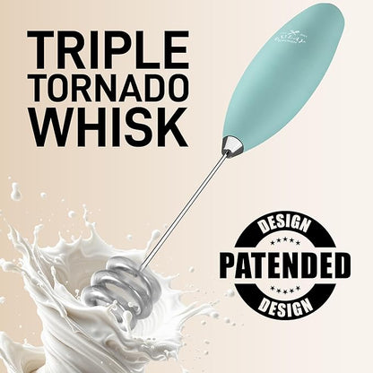 Zulay Kitchen Patented Tornado Triple Whisk Milk Frother with 4 Duracell Batteries – Handheld Foam Maker for Coffee, Lattes, Matcha & Hot Chocolate – Rich, Creamy Froth in Seconds - Mint - Image 6