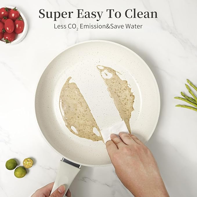Innerwell Ceramic Non Stick Frying Pan - Non Stick Skillet Frying Pans, Safe&No Toxic Egg Omelette Frying Pan, Large Nonstick Cookware Chef's Pan, Induction Compatible, PFOA&PFAS Free(11inch, White) - Image 5