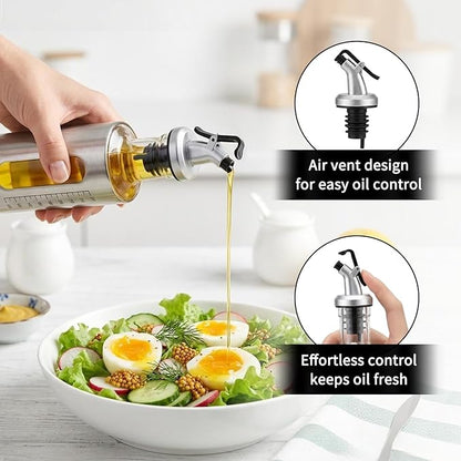 Olive Oil Dispenser for Kitchen, 4 Pack 10oz/300 ML Cooking Oil and Vinegar Dispenser Set with 20 Labels Stainless Steel Funnel, Olive Oil Bottle, Soy Sauce Dispenser, Coffee Syrup Bottles