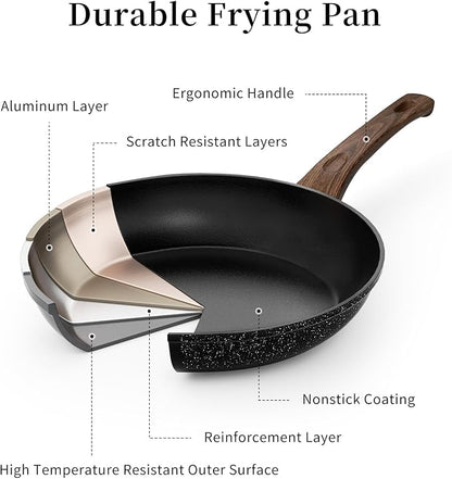 Innerwell Non Stick Frying Pan, Frying Pan Nonstick Egg Pan Non Toxic, Small Skillet Pans Omelette Pan, Induction Compatible, PFOA Free Healthy Pans(8 Inch, Black) - Image 5