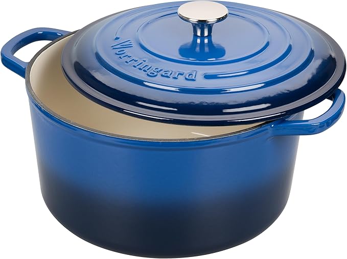 VORRINGARD Enameled Cast Iron Dutch Oven Pot with Lid, for Sourdough Bread Baking, Round Dutch Ovens, 4.5 Quart, Blue - Image 4