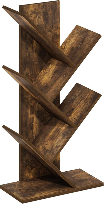 Furinno Tree Book Shelf, 5-Tier Bookshelf with Angled Open Shelf, Tree Bookcase for Room Decor, 8.4 x 15.7 x 30.3, for Organization and Storage, for Living Room, Bedroom, Home Office, Amber Pine - Image 4