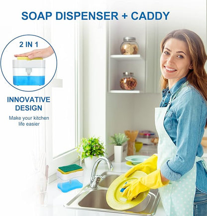 New 2026 Version Premium Quality Dish Soap Dispenser - Countertop Kitchen Soap Dispenser, Sink Dish Washing Soap Dispenser 13 Ounces (Sponge Included) - Image 5