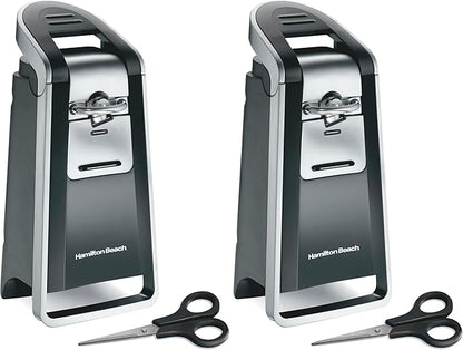Hamilton Beach Smooth Edge Electric Automatic Can Opener for Kitchen with Easy Push Down Lever,Extra Tall,Includes Stainless Steel Scissors,Black and Chrome (76607),(Pack of 2) by HamiltonBeach