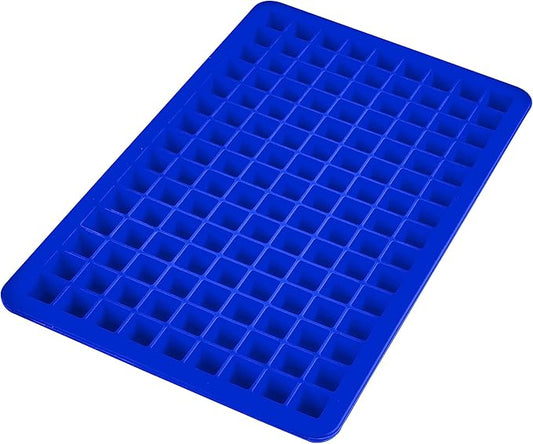Tovolo Mini Ice Cube Tray with Lid Small Tiny Ice Maker for Freezer, Silicone Mini Ice Cube Tray Small Square Nugget Ice Makes 135 Tiny Cubes BPA Free Stackable Dishwasher Safe Stratus Blue Trays
