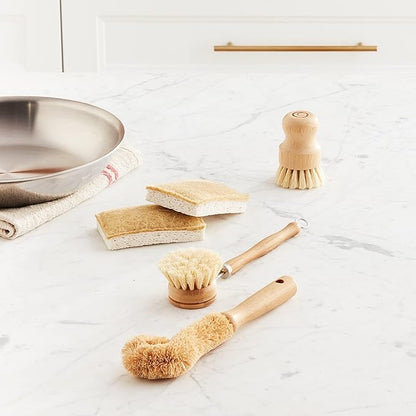 Tieralia Bamboo Dish Brush Gift Set – 5-Piece Kitchen Cleaning Set with Bottle Brush, Round Scrub Brush, Palm Brush & 2 Plant-Based Sponges | Wooden Handle Cleaning Tools for Dishes & Surfaces - Image 10